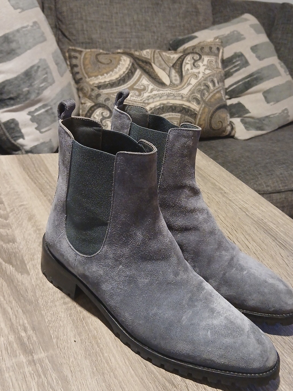 Manolo Blahnik Grey Suede Lug Sole Chelsea Boots Size 39 (US 8.5-9)